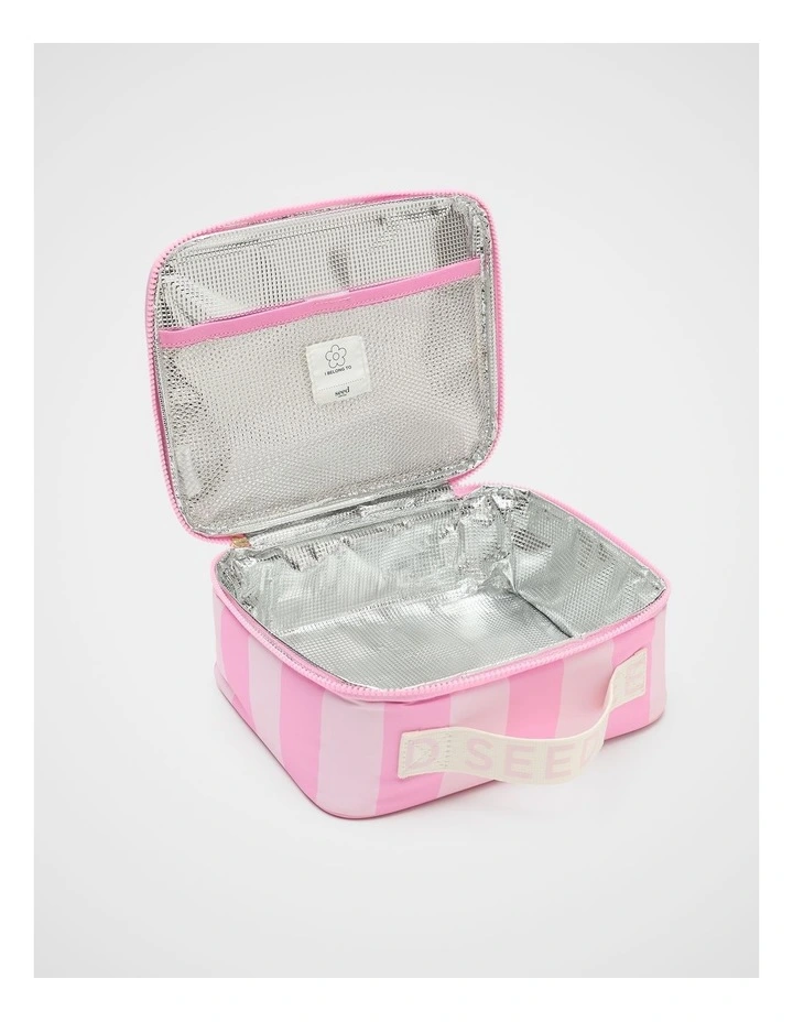 Stripe Lunch Bag in Candy Pink Stripe image 2