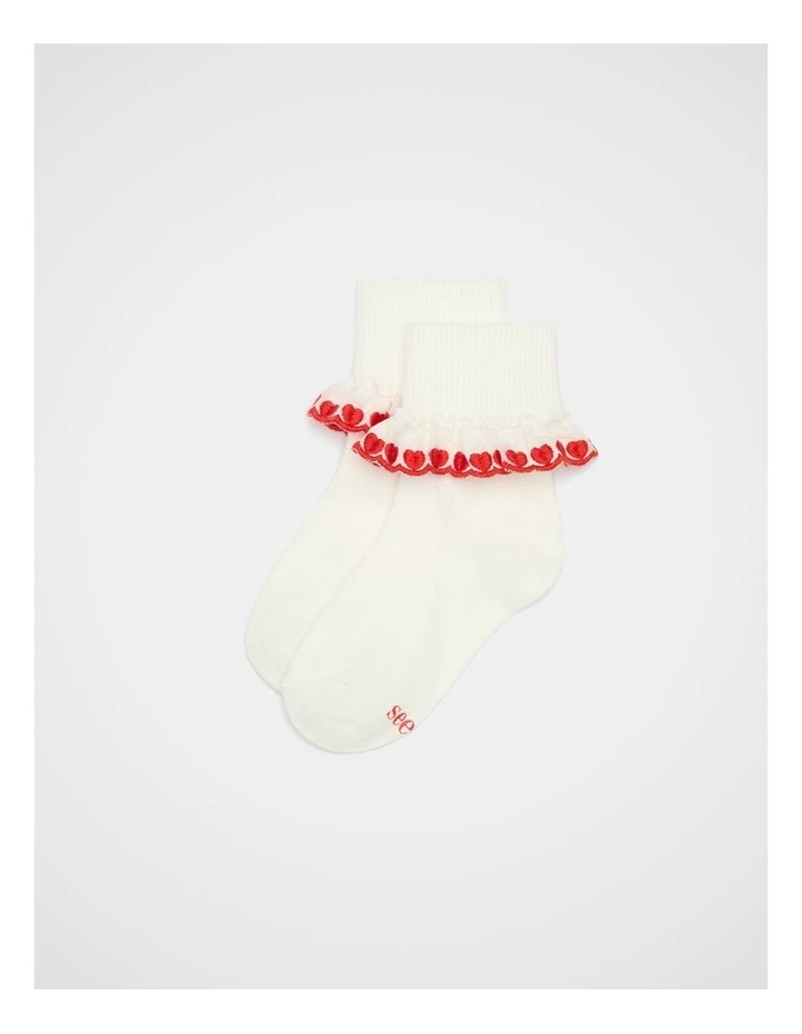 Heart Frill Sock in Fiery Red image 1