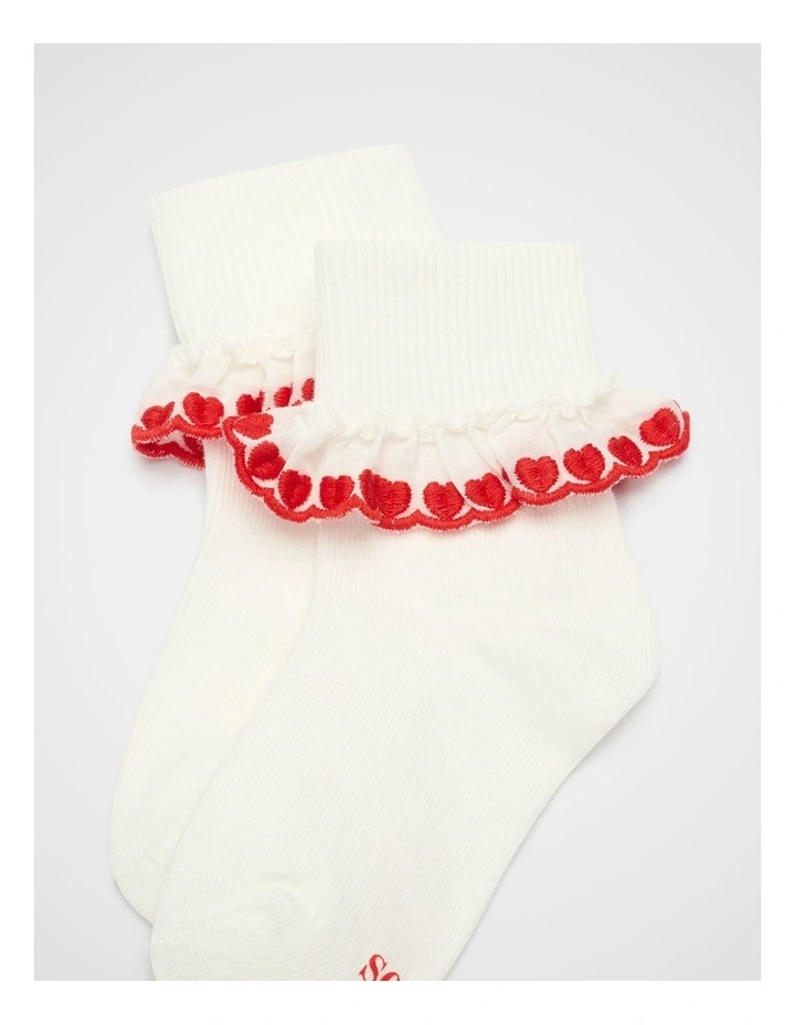 Heart Frill Sock in Fiery Red image 2