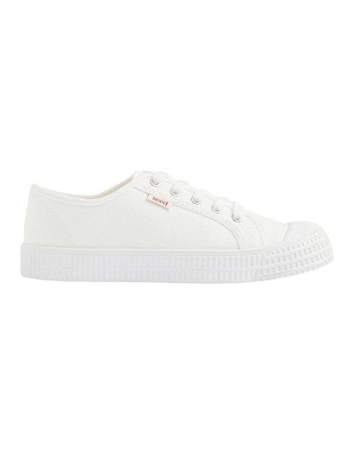 Basic Canvas Lace Up Sneaker in White image 1