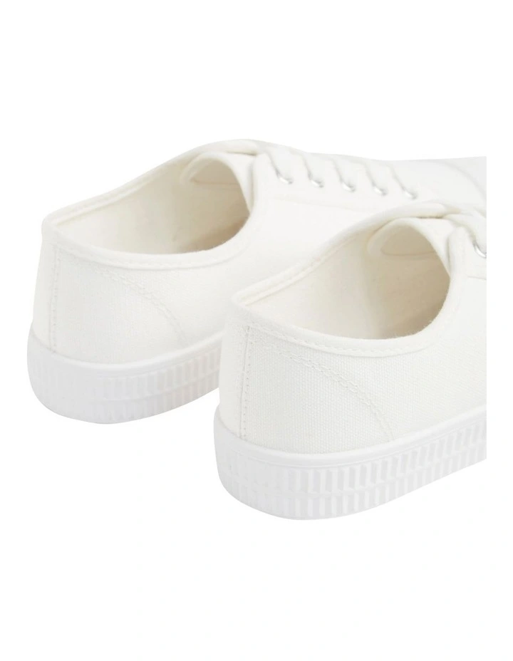 Basic Canvas Lace Up Sneaker in White image 4