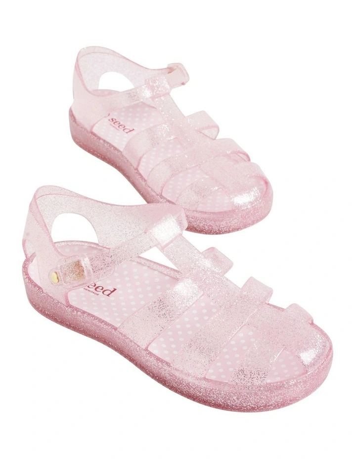 Glitter Cage Jelly Sandals in Pink image 3
