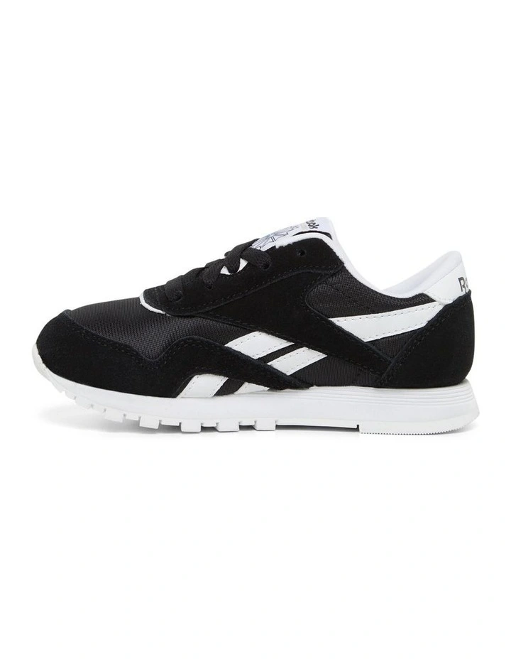 Classic Leather Nylon Sneakers in Black image 3