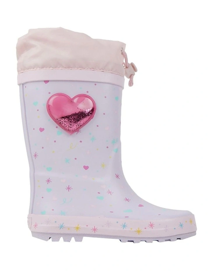 Love Heart Gumboots in Lilac image 1