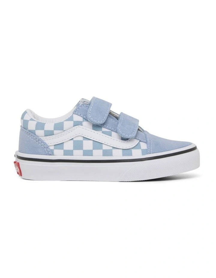Old Skool V Check Youth Sneakers in Dusty Blue image 1