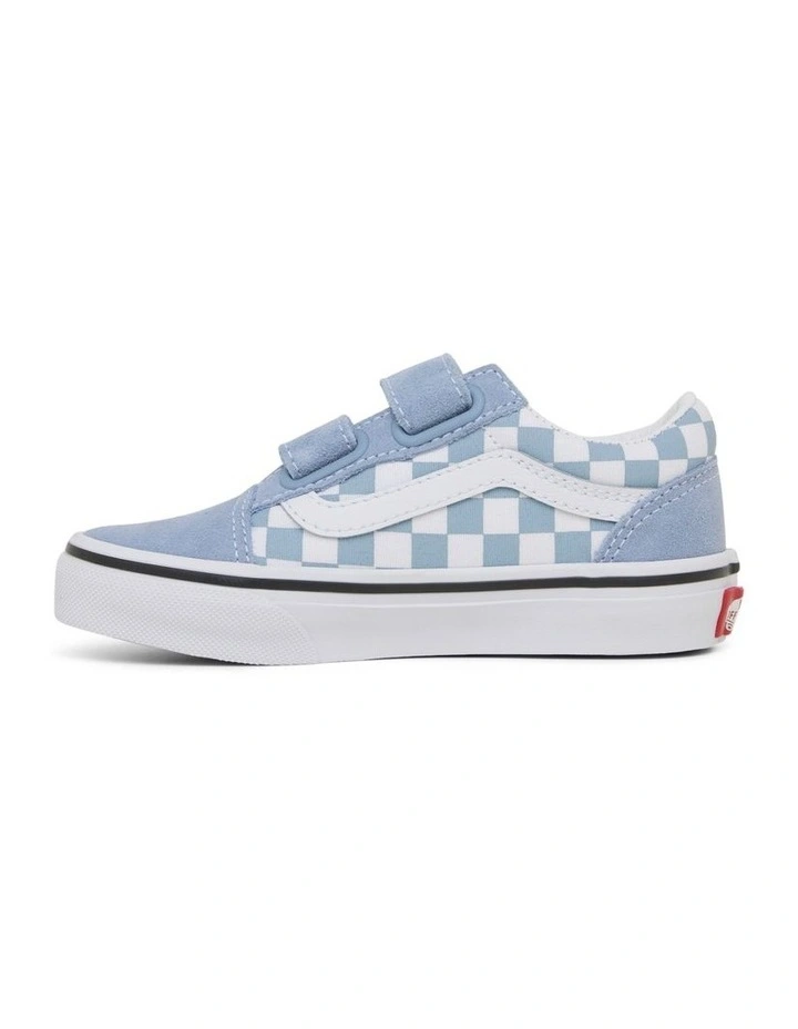 Old Skool V Check Youth Sneakers in Dusty Blue image 2