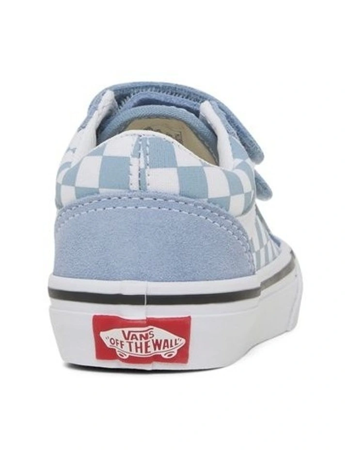 Old Skool V Check Youth Sneakers in Dusty Blue image 3
