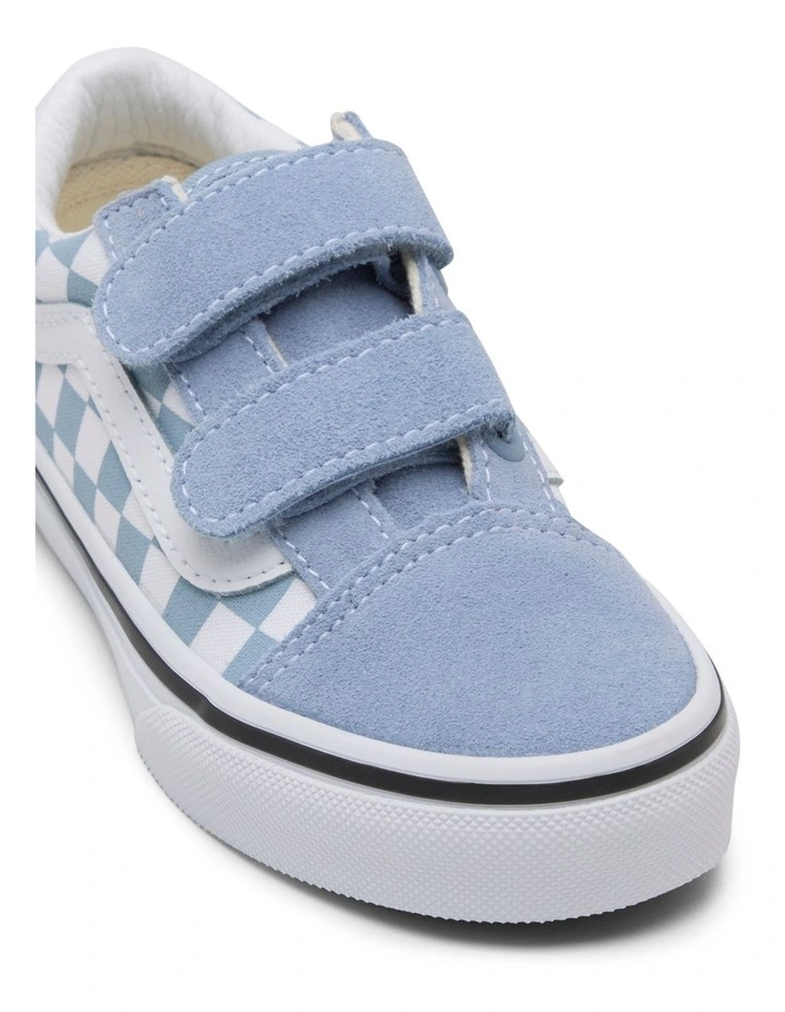 Old Skool V Check Youth Sneakers in Dusty Blue image 4