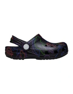 Classic Clog Hi Vis Camo Infant Beach Sandals in Black