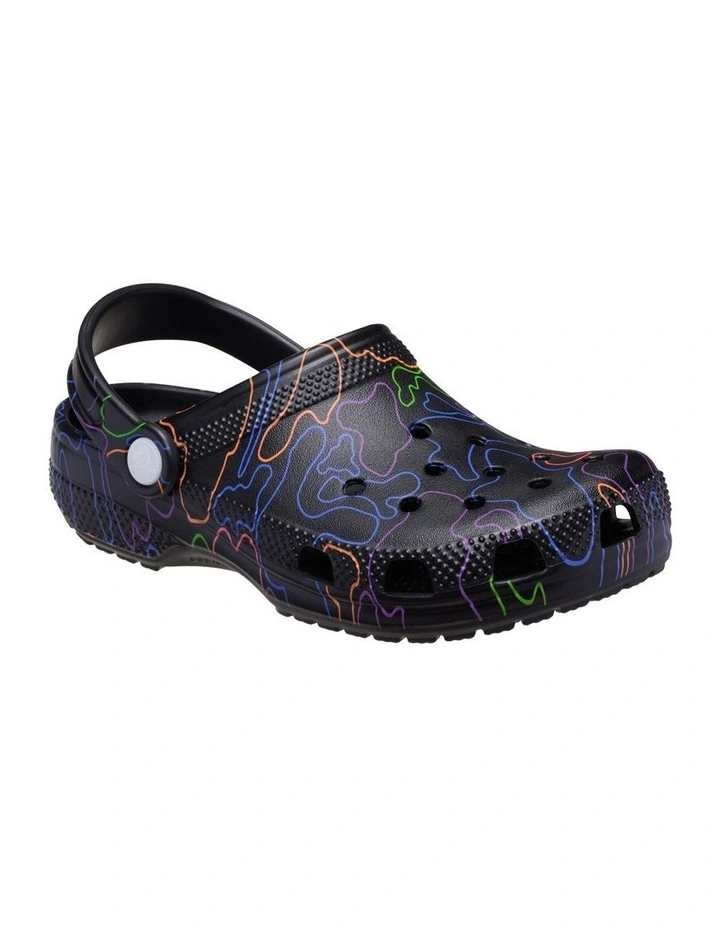 Classic Clog Hi Vis Camo Youth Beach Sandals In Black image 4