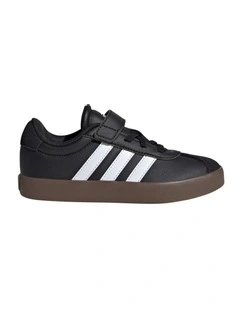 Vl Court 3.0 Self-Fastening Pre-School Sneakers in Back and White