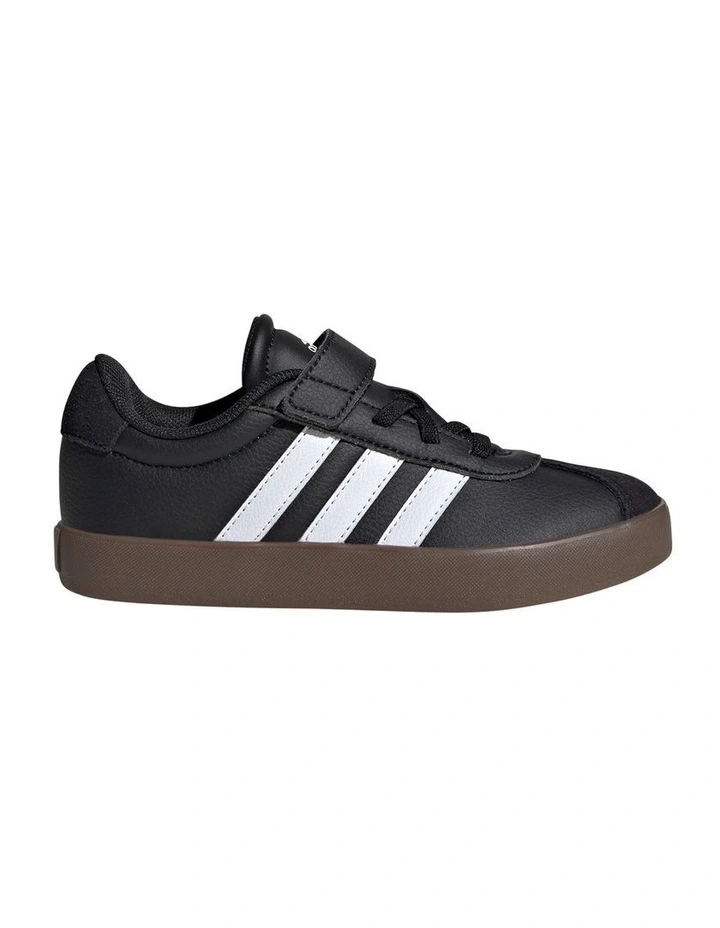 Vl Court 3.0 Self-Fastening Pre-School Sneakers in Back and White image 1