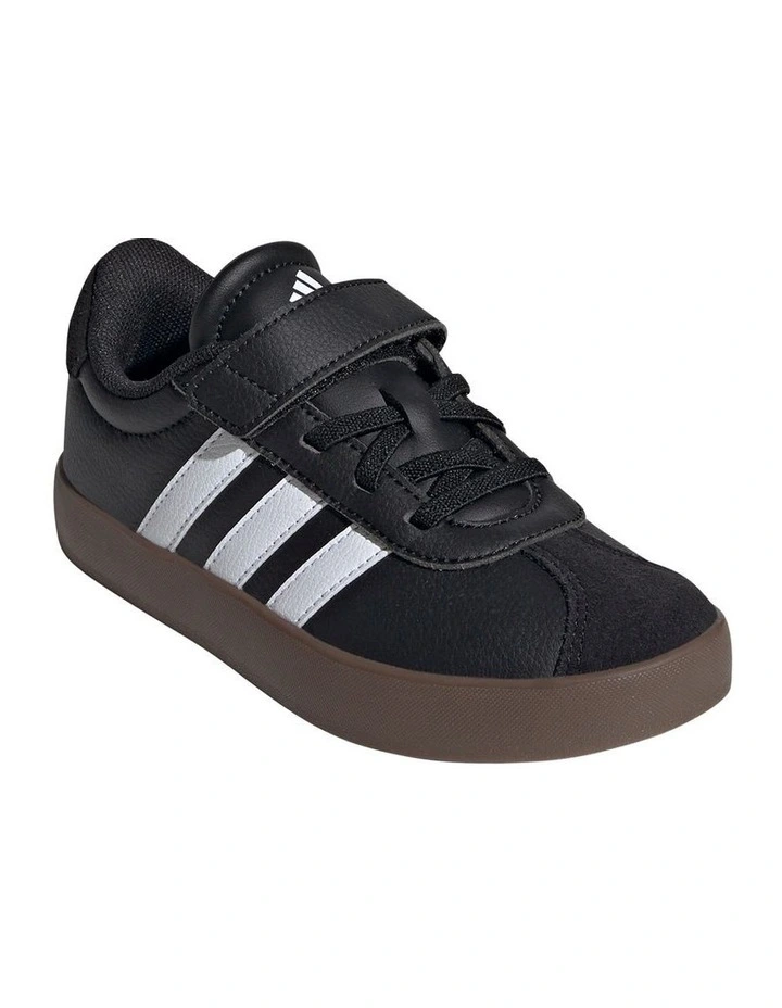 Vl Court 3.0 Self-Fastening Pre-School Sneakers in Back and White image 4