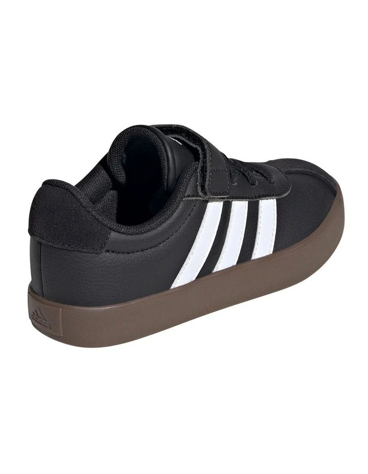 Vl Court 3.0 Self-Fastening Pre-School Sneakers in Back and White image 5