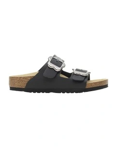 Arizona Flower Buckle Sandals in Black