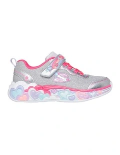 Eternal Hearts Lights Youth Sneakers in Silver