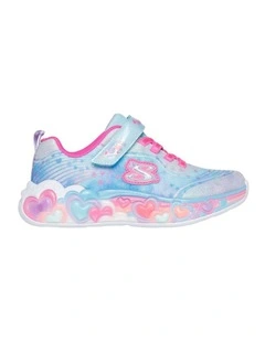 Eternal Hearts Lights Youth Sneakers in Light Blue/Multi