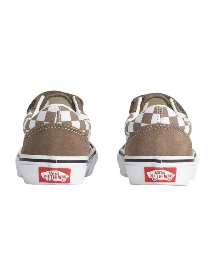Old Skool V Check Youth Sneakers in Walnut image 3