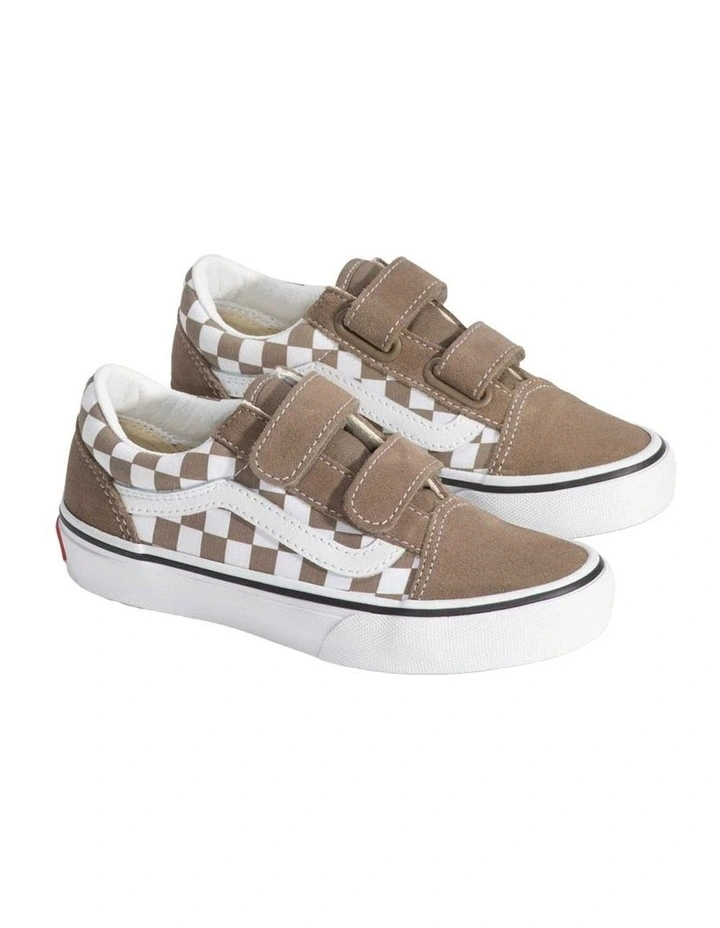 Old Skool V Check Youth Sneakers in Walnut image 4