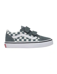 Old Skool V Check Youth Sneakers in Grey