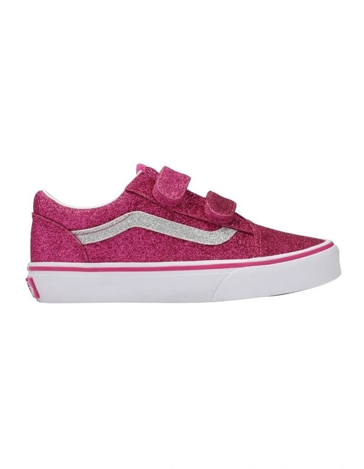 Old Skool Glitter V Youth Sneakers in Raspberry image 1