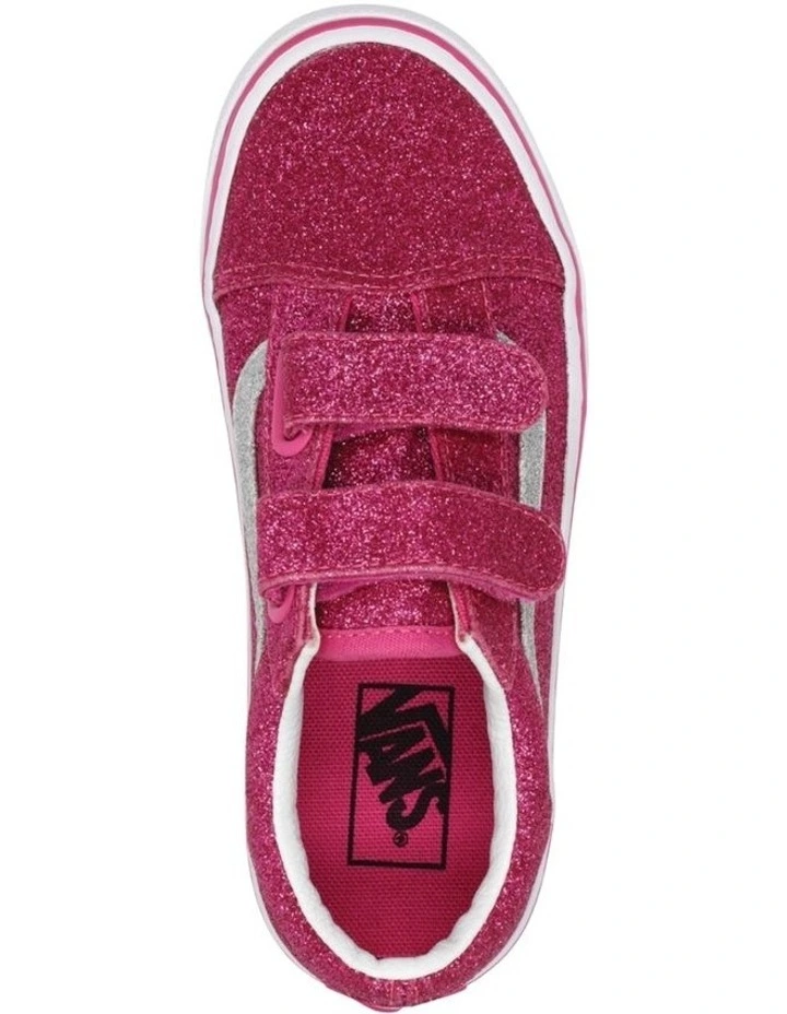 Old Skool Glitter V Youth Sneakers in Raspberry image 2