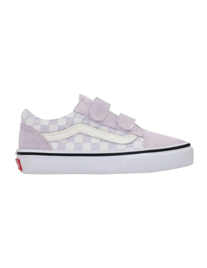 Old Skool V Check Youth Sneakers in Lilac image 1