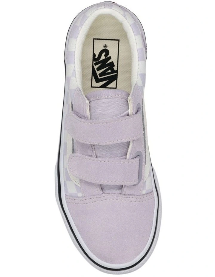 Old Skool V Check Youth Sneakers in Lilac image 2