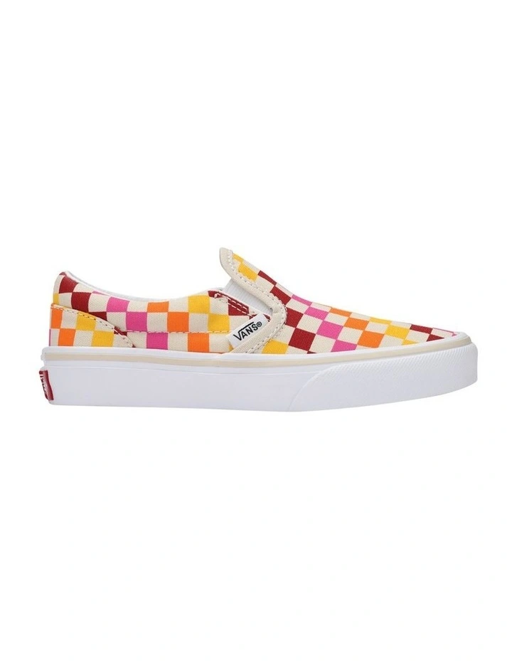 Slip On Checkerboard Youth Sneakers In Rainbow image 1