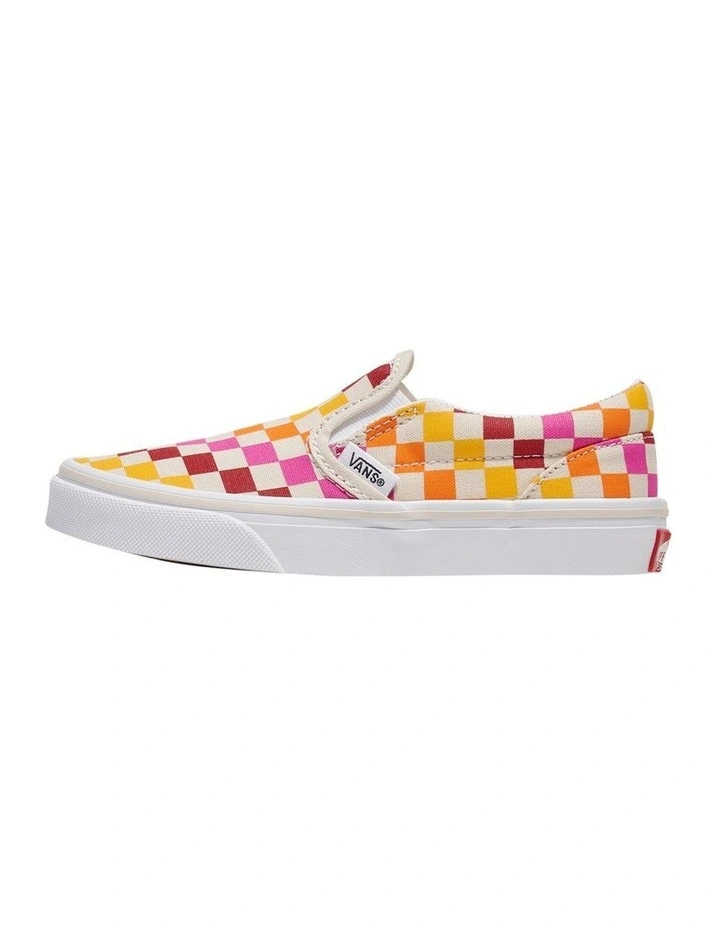 Slip On Checkerboard Youth Sneakers In Rainbow image 2
