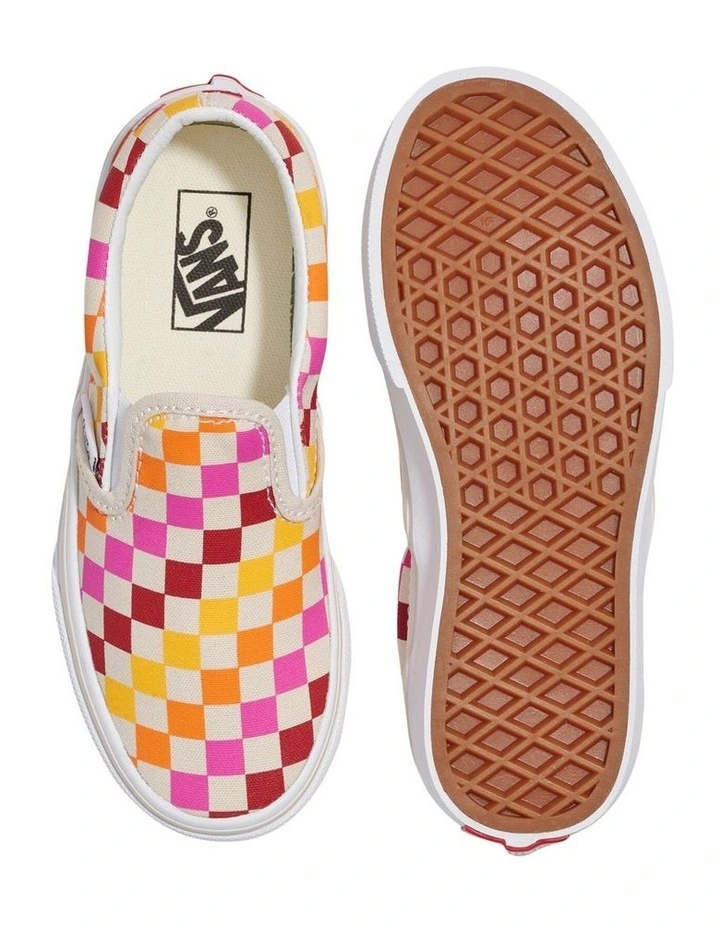 Slip On Checkerboard Youth Sneakers In Rainbow image 3