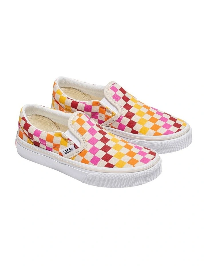 Slip On Checkerboard Youth Sneakers In Rainbow image 4