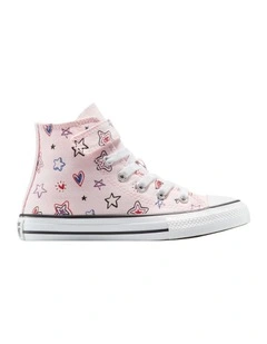 Chuck Taylor All Star Doodles Hi Youth Sneakers in Light Pink