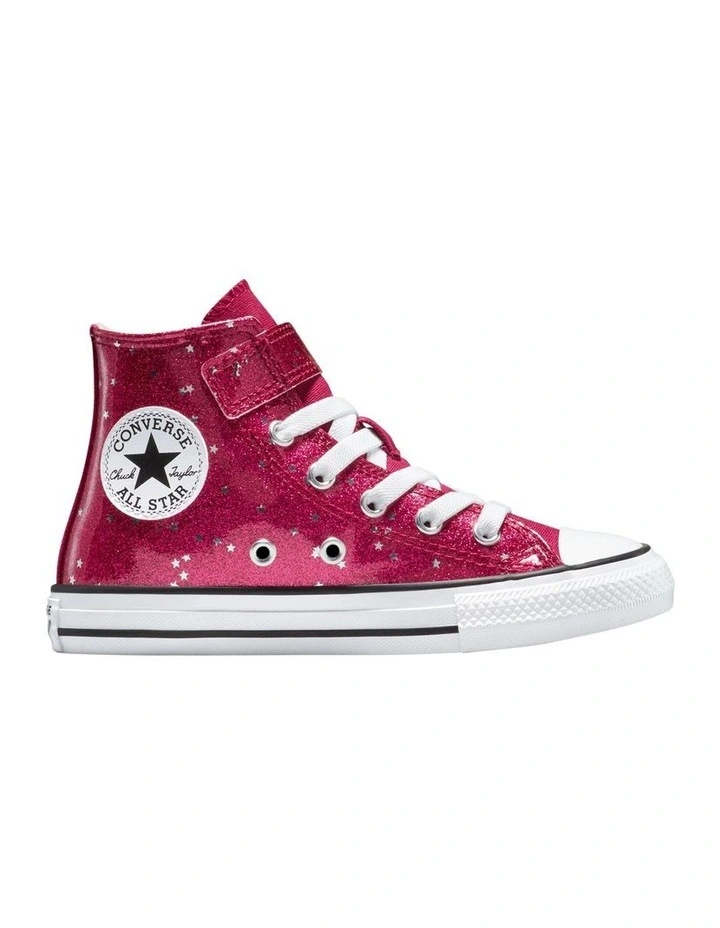 Chuck Taylor All Star Hi Glitter Stars Youth Sneakers In Bright Pink image 1