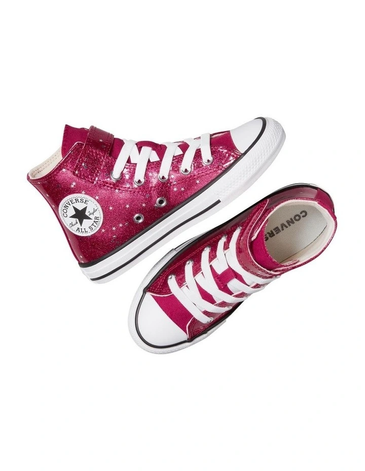Chuck Taylor All Star Hi Glitter Stars Youth Sneakers In Bright Pink image 3