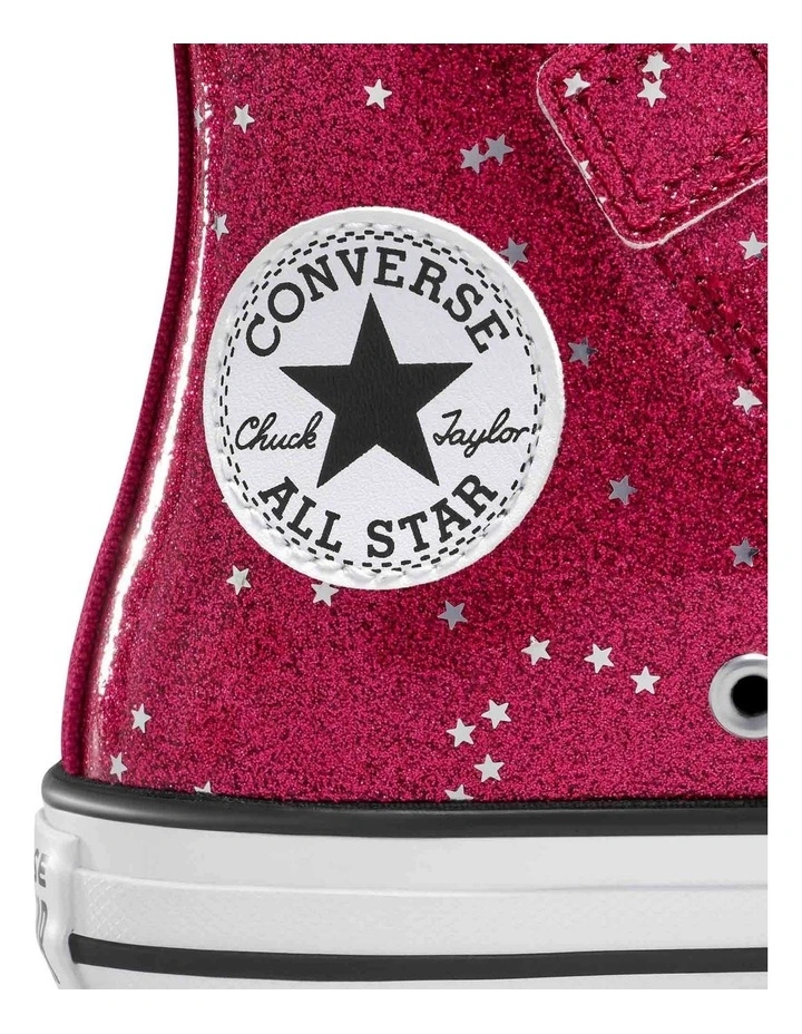 Chuck Taylor All Star Hi Glitter Stars Youth Sneakers In Bright Pink image 5