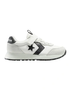 Omega Trainer Self-Fastening Youth Sneakers in Black and White