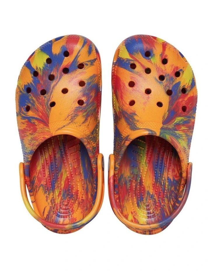 Classic Marbled Clog Youth Beach Sandals in Orange image 3
