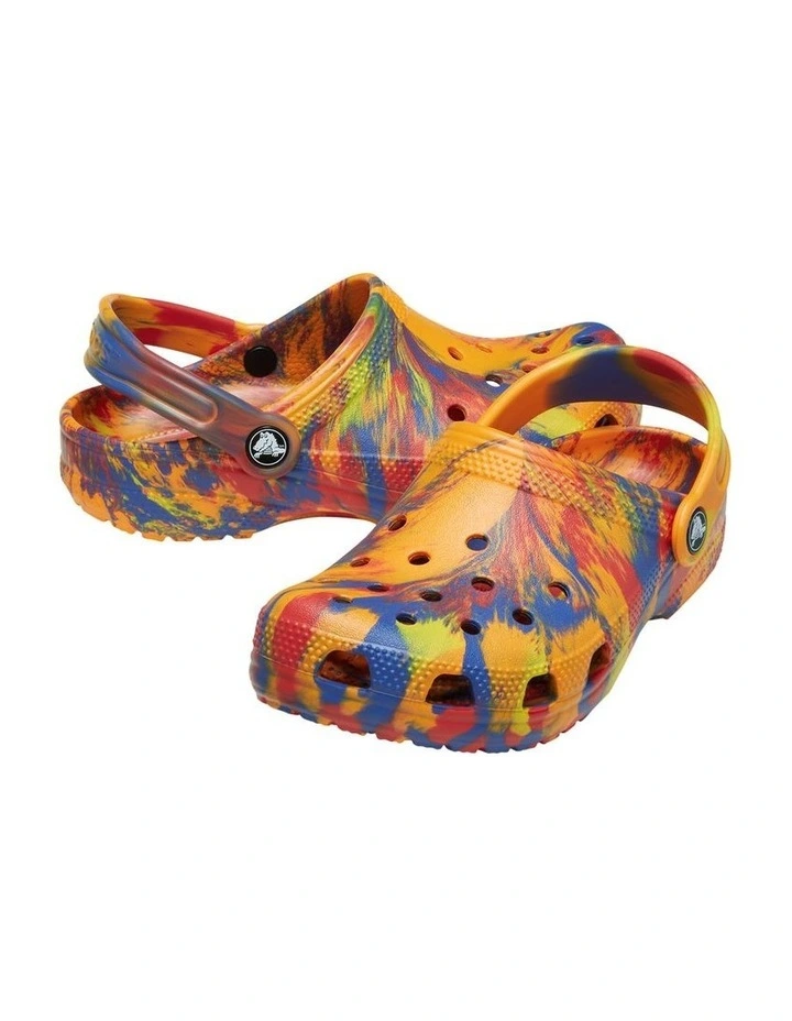 Classic Marbled Clog Youth Beach Sandals in Orange image 5