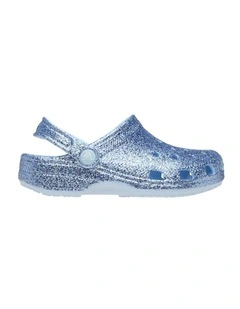 Classic Chunky Glitter Clog Youth Beach Sandals in Blue