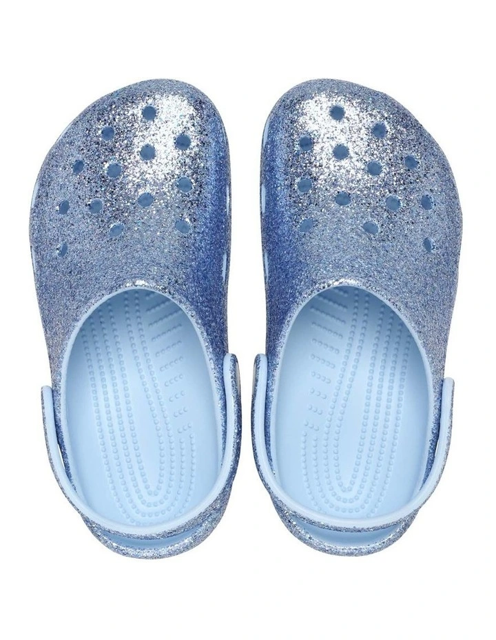 Classic Chunky Glitter Clog Youth Beach Sandals in Blue image 3
