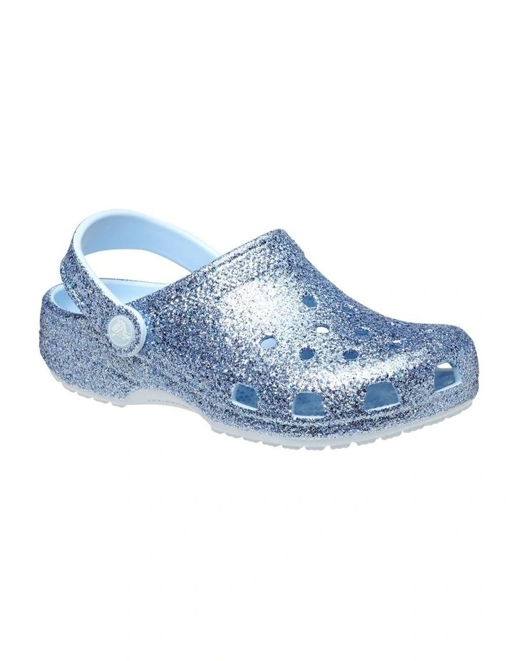 Classic Chunky Glitter Clog Youth Beach Sandals in Blue image 4