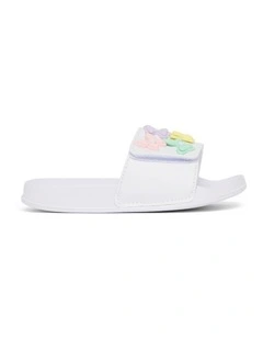 Kenna Butterfly Slide Beach Sandals in White