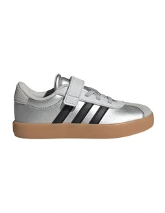 Vl Court 3.0 Self-Fastening Pre-School Sneakers In Silver