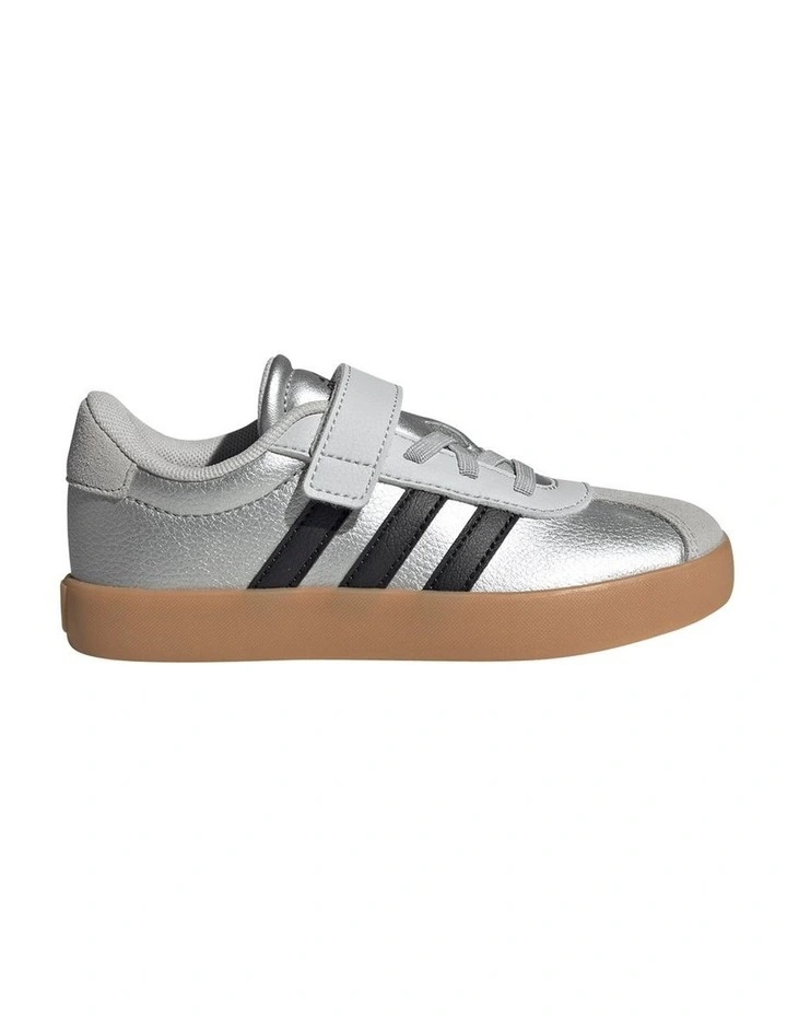 Vl Court 3.0 Self-Fastening Pre-School Sneakers In Silver image 1