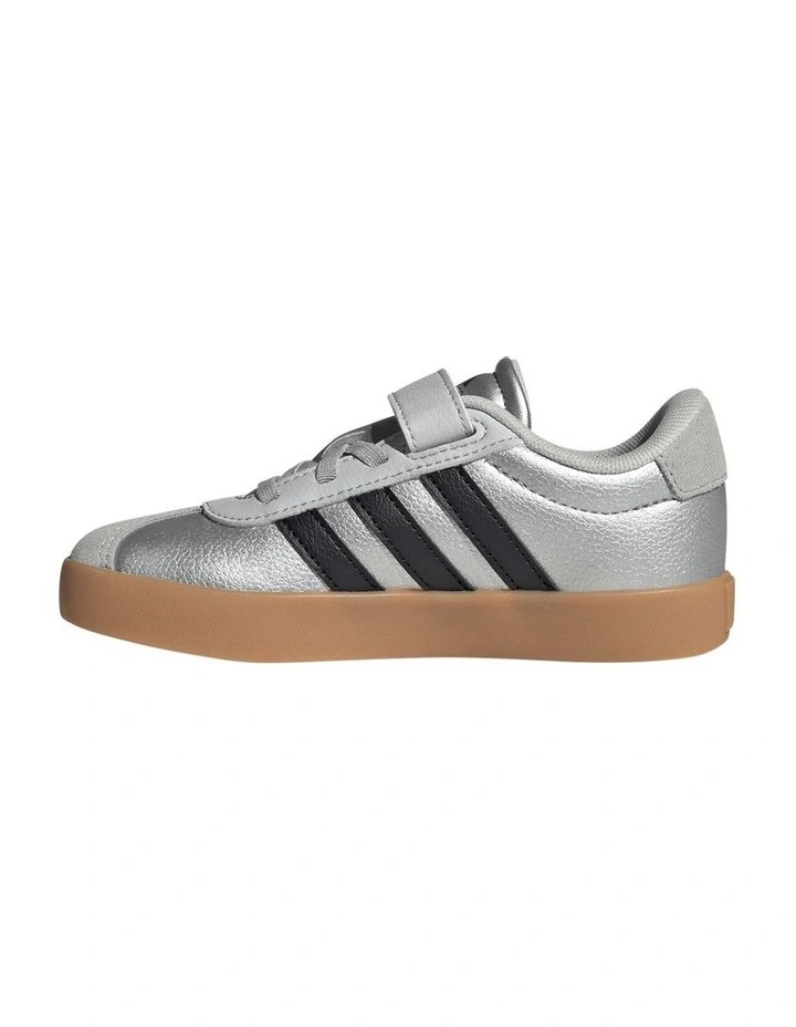 Vl Court 3.0 Self-Fastening Pre-School Sneakers In Silver image 2