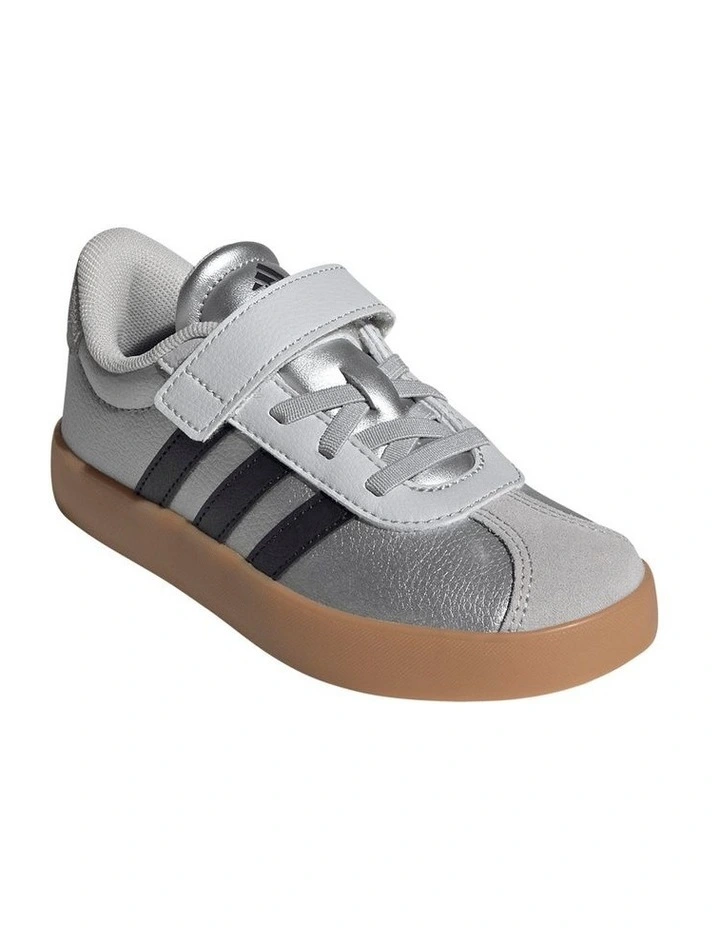 Vl Court 3.0 Self-Fastening Pre-School Sneakers In Silver image 4