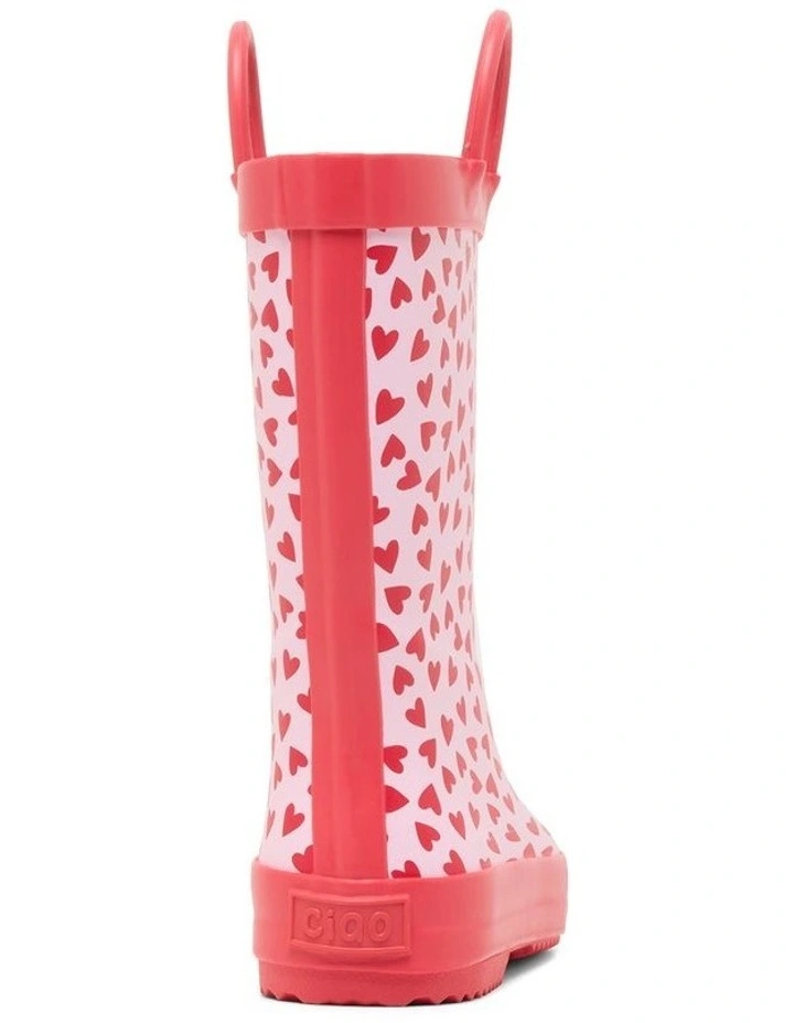 Love Hearts Gumboots In Pink image 3