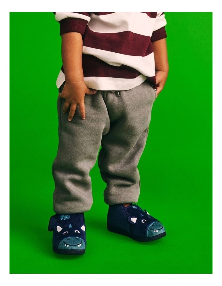 Dinosaur Slippers In Navy image 3