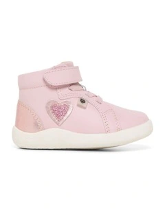 Ruffle Heart Boots In Baby Pink